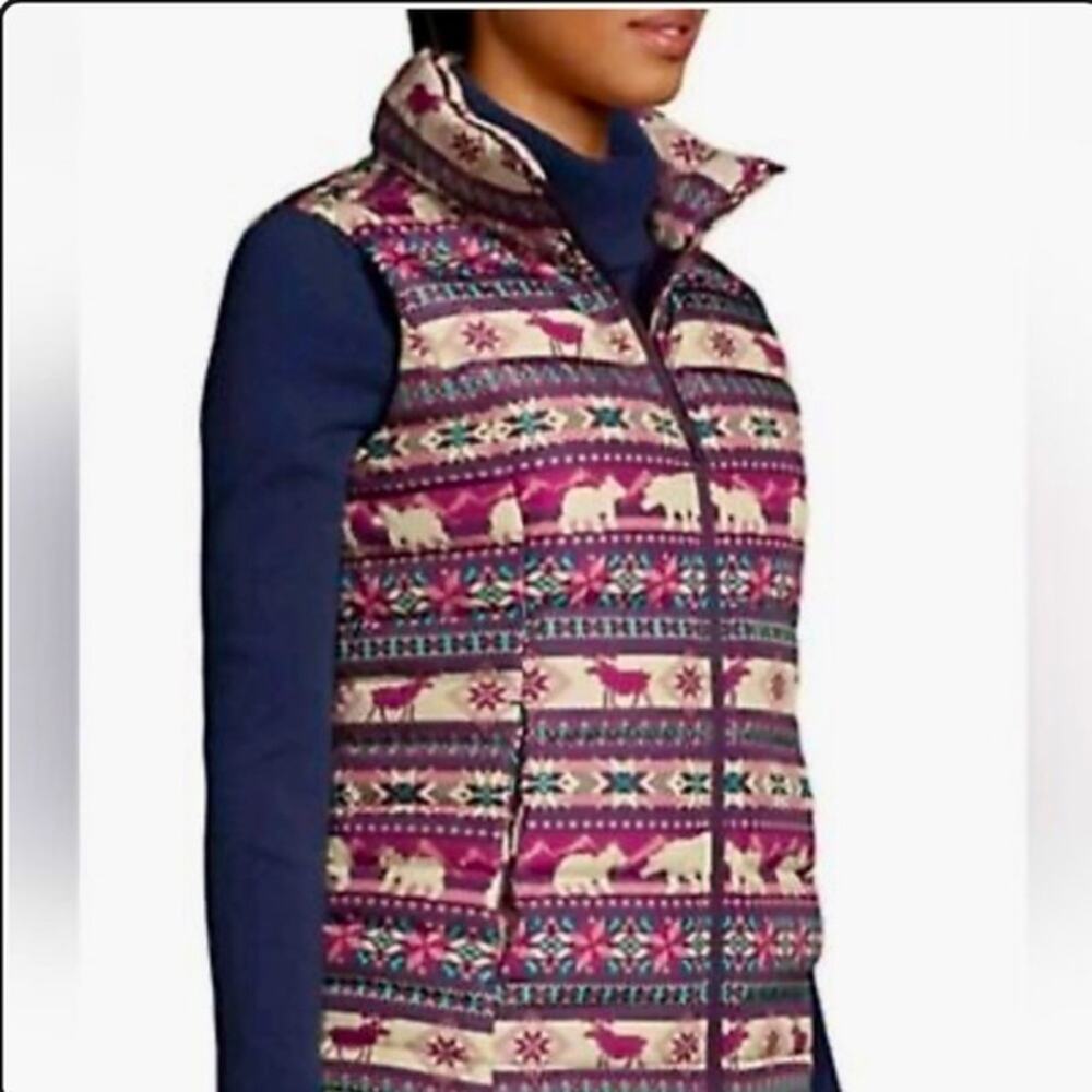 Lands End purple fair isle goose down vest. XL 18